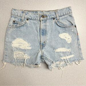 Levi's 501 Vintage High Rise Distressed Denim Shorts